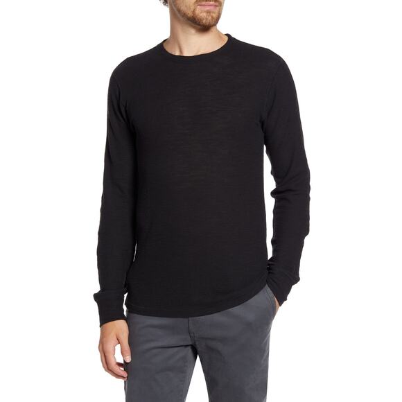 Billy Reid Men's Standard Fit Thermal Waffle Crewneck T-Shirt Black Size M NWT - Picture 1 of 11